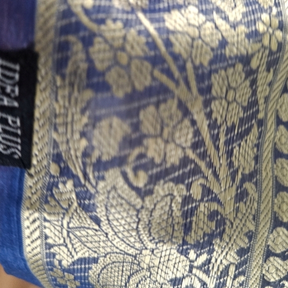 Dupatta Royal Light Blue Floral Silk Scarf 76'' L x 41'' W India Fancy Chiffon - Picture 10 of 10